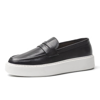 Chaussures pour hommes en cuir de cheval OEM, tendance rétro, semelle épaisse, mocassins personnalisés en cuir véritable, baskets décontractées haut de gamme pour hommes
