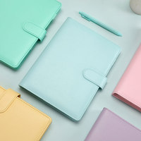 Agenda en cuir PU GF, couleur macaron, format A5 A6, classeur à 6 anneaux, carnet à feuilles mobiles pour la planification au bureau et à l'école