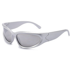 20896 Aliens Wrap Around Shades Futuristic Oval Trendy Eyewear Y2K Moda Cool Colorful UV400 Lens Punk Gafas de sol - Product Image 4