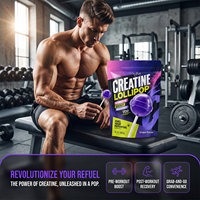OLLI OEM Créatine en Sucette Saveur Raisin 30 Doses – Complément Sportif Portable pour Pré-Entraînement, Boost Musculaire et Récupération 480g