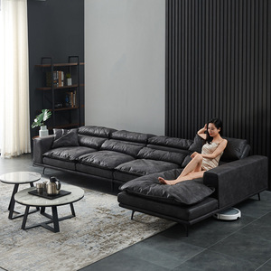 Sofá de esquina en forma de L de plumón de ganso moderno y económico de cuatro piezas para sala de estar - Product Image 4
