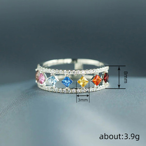 Anillo Geométrico con Piedras Preciosas para Mujer, Corte Princesa, Circonita Cúbica, Engaste Pavé, Anillos de Compromiso de Moda - Product Image 5