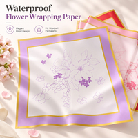 Feuilles d'emballage pour bouquets de fleurs avec bordure dorée, papier d'emballage pour fleurs imperméable pour les arrangements floraux d'anniversaire et de la Saint-Valentin