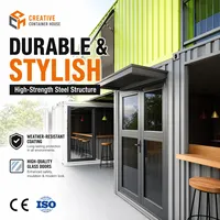 Op maat gemaakte creatieve, milieuvriendelijke, duurzame containerwoning, moderne prefab winkel, café, bar, modulaire woning, pop-up restaurant