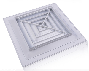 450*450mm Aluminium-Decken quadrat Diffusor mit vier Durchbiegungen und quadratischem Luft verteiler mit Lautstärke regler - Product Image 4
