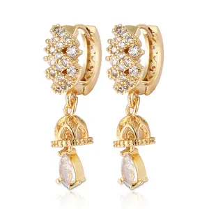 18k Earring Bisuteria Al Por Mayor China 18K Oro Grande Para Mujer Aretes Bisuteria Fashion Gold Plated Zircon Earrings Jewelry For Women