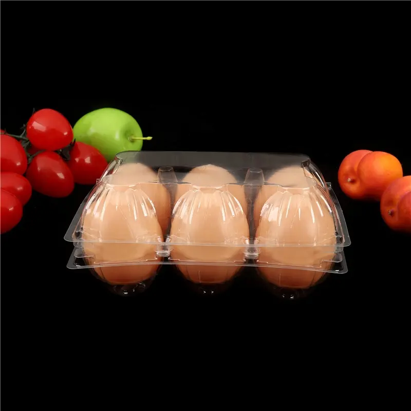 Cartone per uova in plastica trasparente per 6 uova mercato dei commercianti Display per agricoltori campeggio Picnic riutilizzabile piccolo vassoio per uova di medie e grandi dimensioni