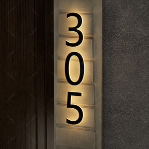Produttore 304 personalizzato 316 Halo Lit <span class=keywords><strong>in</strong></span> acciaio inox numero di casa 3D spazzola lettere <span class=keywords><strong>da</strong></span> <span class=keywords><strong>parete</strong></span> <span class=keywords><strong>in</strong></span> <span class=keywords><strong>metallo</strong></span> decorativo - Product Image 2