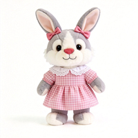Nouvelle conception : Peluche Lapin Gris Adorable avec Robe – Peluche Lapin Personnalisée – Jouet en Peluche Animal Rembourré