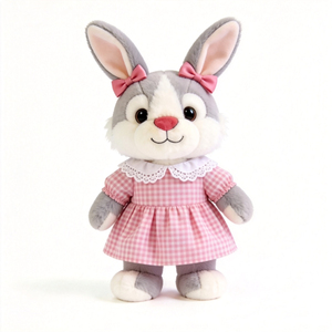 Nuevo Diseño de Peluche de Conejo Gris, Adorable Conejo con Vestido, Peluche de Animal Personalizado, Peluche de Conejo Relleno - Product Image 3