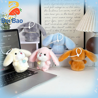 Usine ODM/OEM : Porte-clés lapin en peluche douce, inodore, 4 pouces, en stock pour pendentif de sac à dos ou cadeau