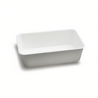 Plateau de service 300x200x80mm blanc, minimaliste, en PP de qualité alimentaire, empilable, pour la conservation des aliments frais