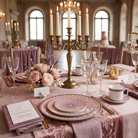 Service de Table de Luxe en Porcelaine Rose avec Bordure en Or Véritable, Vaisselle de Mariage en Porcelaine Fine, Ensemble Assiettes et Bols en Céramique Motif Cygne Style Palais 2026