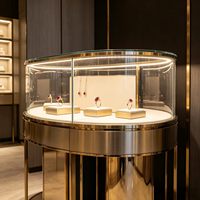 Vitrine de présentation de bijoux personnalisée en verre et bois avec éclairage LED, couleurs personnalisables, robuste, écologique et durable pour les magasins de détail