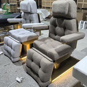 Jincheng, belleza moderna, tela de lana de cordero, salón de maquillaje Facial, cama de lujo 3/4, Motor eléctrico, Control de pies, cama de masaje con lámpara - Product Image 6