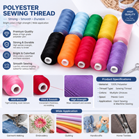 Fil à coudre en gros, petite bobine de 400 yards, 100 % polyester, fil polyvalent pour couture à la main et machine domestique