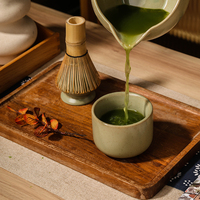 Juego de Tazas de Matcha de Cerámica Esmaltada Verde, Batidor de Bambú, Tamiz, Herramientas Tradicionales Japonesas para Té, Juego de Tazas y Jarras para Matcha