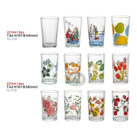 Grosir Pabrik tahan panas bening 8oz gelas minum air dingin cangkir kaca Highball dengan desain cetak cangkir kaca musim panas