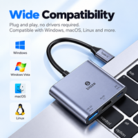 Hub USB-C 3-en-1 Biaze, charge rapide PD 100W, 4K 30Hz pour USB 3.0 5 Gbps, adaptateur multiport en alliage d'aluminium pour ordinateur portable, en stock