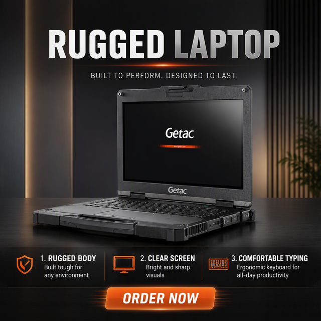 Getac B360 Pro Fully Rugged MIL-STD 810H 6ft Operating Drop Rated Laptop IP66 Certified Optional Salt Fog Resistance Intel