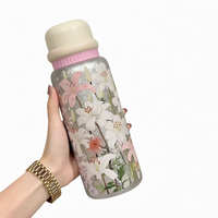 Bouteille isotherme florale en titane, tasse thermos sous vide, grande capacité, portable, pour les voyages en extérieur