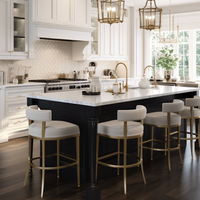 Armoires de cuisine modulaires Designs Modern PVC Paticle Board Core Material Armoires de cuisine Sets complets pour villa