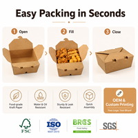 Boîte alimentaire à emporter en kraft multi-compartiments avec revêtement anti-graisse et logo personnalisé pour la restauration et les services de déjeuner