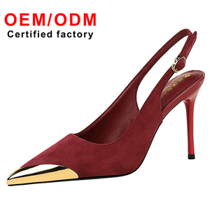 Escarpins de marque de luxe pour femmes talons aiguilles pointus en métal talons aiguilles bouche peu profonde fronde dos nouveauté chaussures de fête - Product Image 3