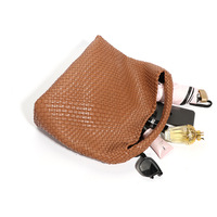 Sac fourre-tout/d'épaule en PU tissé à la main pour femme, style coréen, grande capacité, souple, vente directe d'usine