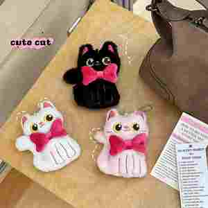 New Cute Big Eyed <b>Cat</b> Keychain White Pink Black Soft Stuffed Animal Doll Pendant Bow <b>Cat</b> Bag Pendant <b>Gift</b> Doll - Product Image 6