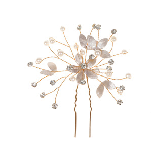 Europe and America Cross Border Flower Spray Paint Spot Drill U-Shaped <strong>Hair</strong> <strong>Pin</strong> <strong>Wedding</strong> Bridal Accessories - Product Image 5