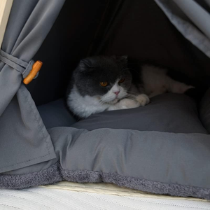 Cama <span class=keywords><strong>Tipi</strong></span> <span class=keywords><strong>para</strong></span> <span class=keywords><strong>Gatos</strong></span> Extraíble y Lavable, <span class=keywords><strong>Casa</strong></span> de Juegos Interior <span class=keywords><strong>para</strong></span> Mascotas con Cojín Grueso y Grande, Cama Tipo Tienda <span class=keywords><strong>para</strong></span> Mascotas - Product Image 6