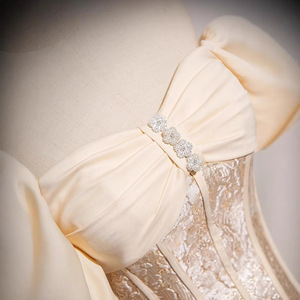 Champagne Ball Gown Wedding Dress Strapless Empire Waist Satin Vintage Princess Style Bridal Evening Gown Women 2026 - Product Image 2