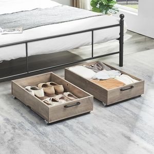 Contenedores de almacenamiento de madera debajo de la <span class=keywords><strong>cama</strong></span> <span class=keywords><strong>con</strong></span> <span class=keywords><strong>ruedas</strong></span> organizador rodante para zapatos contenedores de ropa, cajón organizador de almacenamiento de zapatos - Product Image 6