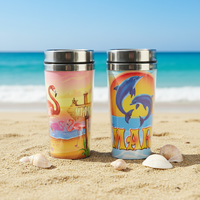 Gourde isotherme à double paroi en acier inoxydable avec logo personnalisé, souvenir de plage