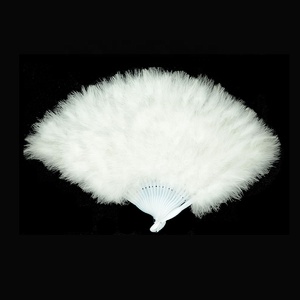 DIY White Turkey Feather Held Hand Fan for Women Costume Show Tea Party Holiday Supply Dance Bridal Wedding Decor Accessory