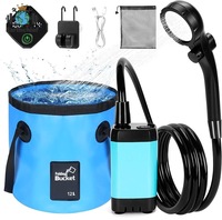 Pompe de douche électrique portable 4500/6000/7800mAh avec affichage numérique USB, en PVC, à poser au sol, pour camping, extérieur et voyages