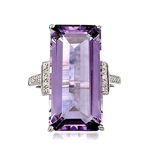 Purple Zircon Ring for Women Chic Copper Engagement Fashion Statement Jewelry Daily Gift - Product Image 2
