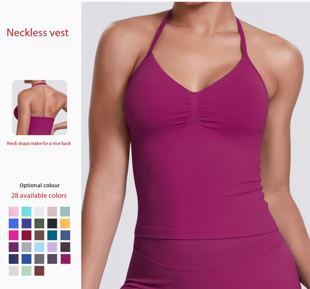 Women's Lightweight Compression Yoga Vest Breathable Sweat-Wicking Skinny Fit Spandex/Nylon Stand Neck Top Four-Way Front