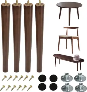 Оптовая продажа, современные недорогие однотонные деревянные ножки журнального столика для ножек мебели, конические круглые деревянные ножки для стола