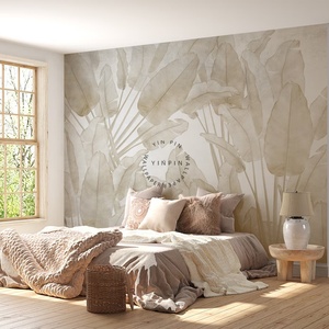 Morbidi <span class=keywords><strong>alberi</strong></span> tropicali beige e foglie peeling <span class=keywords><strong>carta</strong></span> da <span class=keywords><strong>parati</strong></span> decorazione per la casa 3d - Product Image 2