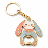 Décapsuleur porte-clés personnalisé en alliage de zinc, motifs animaux Kawaii (Chat, Grenouille, Lapin), pour bouteilles de bière, cadeau, vente en gros