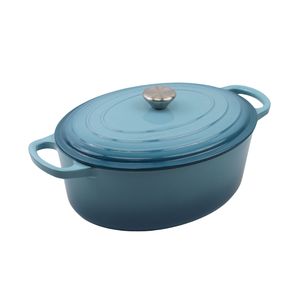 Fabrieksvoorraad Hoge Kwaliteit 4.5L Gietijzeren Emaille Ovale Kookpan Metalen Braadpan voor Zeevruchten Stoofpot - Product Image 5