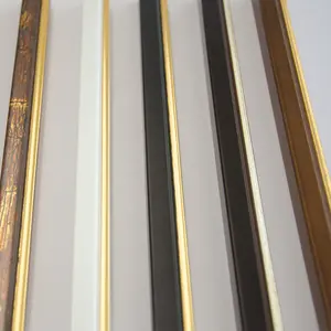 Wholesale modern wooden photo frame molding in black white walnut silver gold with gold stripe for decorative picture frames