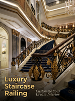 Rampe d'escalier en fer forgé Royal avec motifs personnalisés, balustrades et mains courantes de qualité supérieure pour hall et escaliers imposants