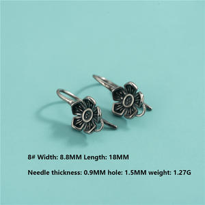 Halus daun anting komponen anting antik S925 perak murni kait anting bunga dengan <span class=keywords><strong>Loop</strong></span> untuk membuat perhiasan - Product Image 5