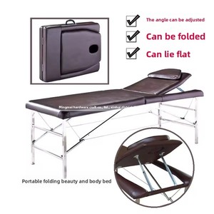 Table de massage moderne en métal, portable et pliable, avec tête de lit relevable pour les soins du visage et les extensions de cils - Product Image 2