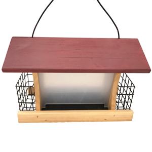 Houten Vogelvoeders Huis Voor Buiten Opknoping Met Kooi Feeders Station - Product Image 1