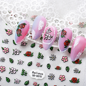 5D en relief Rose <span class=keywords><strong>fleur</strong></span> dentelle ongles autocollants été mariage curseurs auto-adhésif PET décalcomanie pour ongles - Product Image 4
