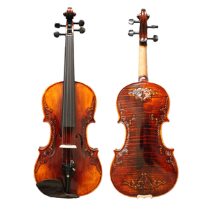 Domo-violín tallado de tamaño completo, violín estilo Stradi hecho a mano, artesanal, <span class=keywords><strong>barroco</strong></span>, 4/4, con arco, puente, cuerdas, caja, tono rico - Product Image 3